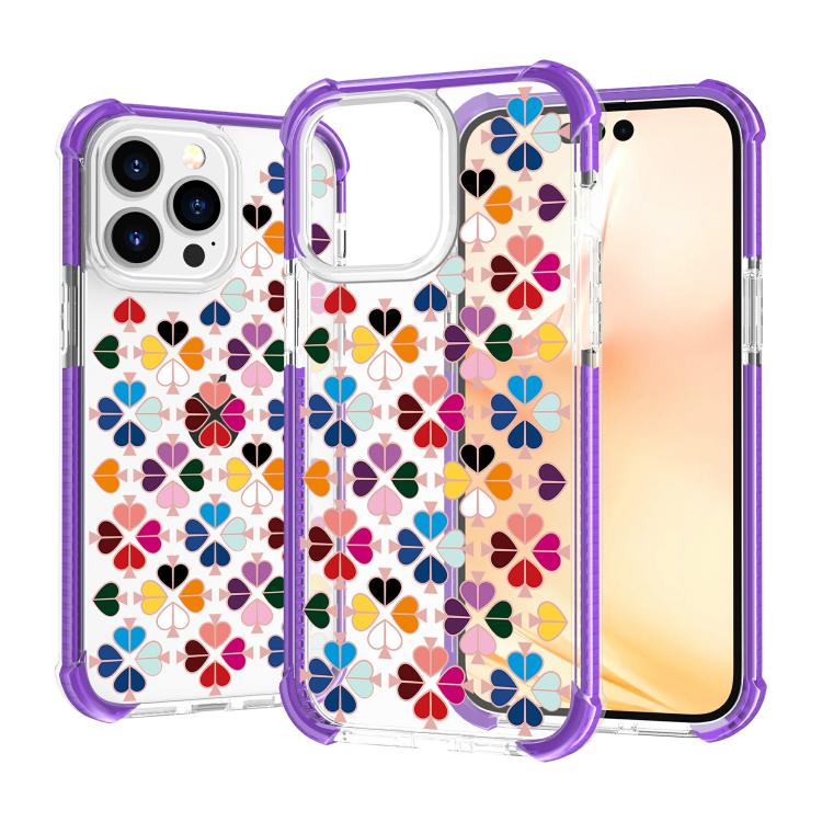 For iPhone 14 Pro Max Acrylic Four-Corner Shockproof Heart Pattern Phone Case
