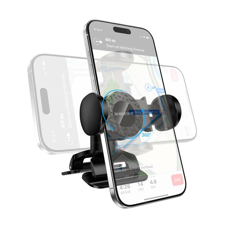 Borofone BH142 Pull Clip Car Center Console Phone Holder - Black