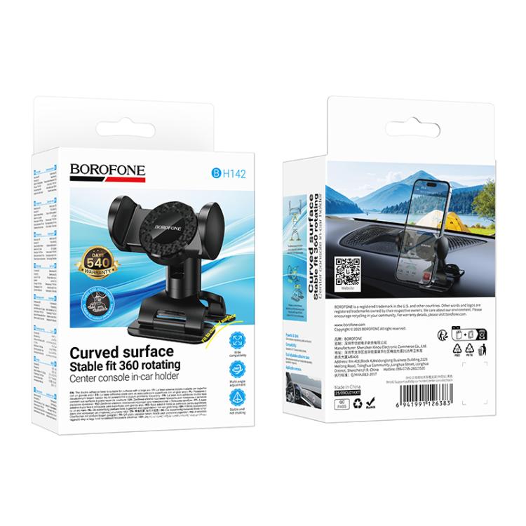 Borofone BH142 Pull Clip Car Center Console Phone Holder - Black
