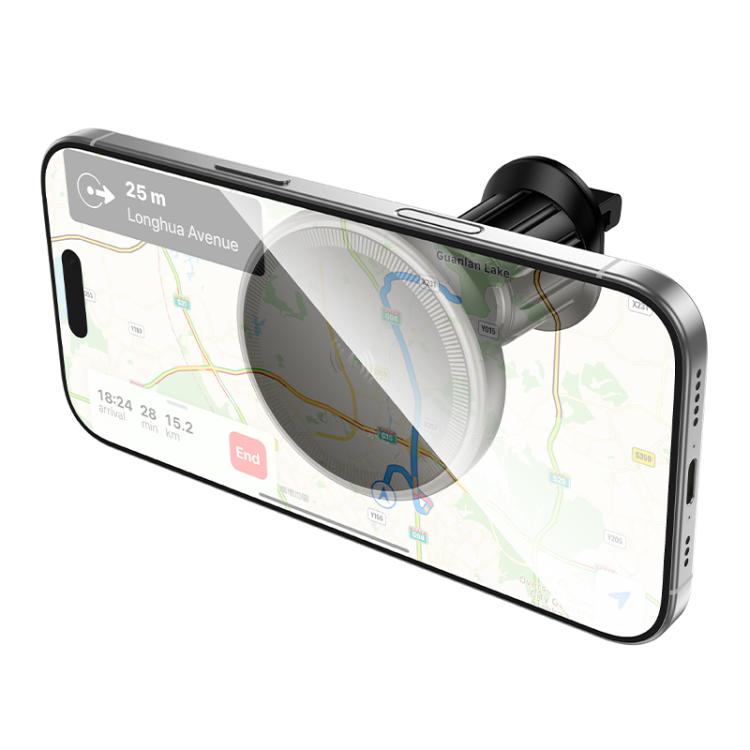 Borofone BH224 Flash Ring Magnetic Wireless Fast Charger Car Air Outlet Holder - Black