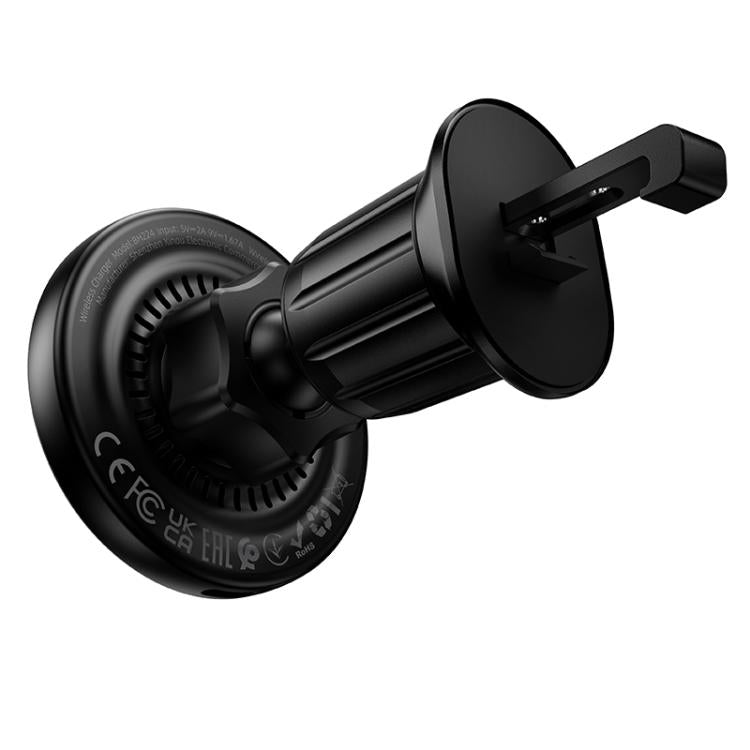 Borofone BH224 Flash Ring Magnetic Wireless Fast Charger Car Air Outlet Holder - Black