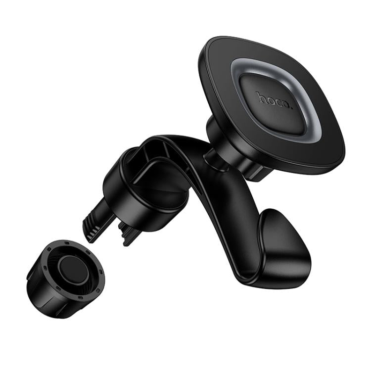 hoco H99 Crown Ring Magnetic Car Headrest Phone Holder with Hook - Black