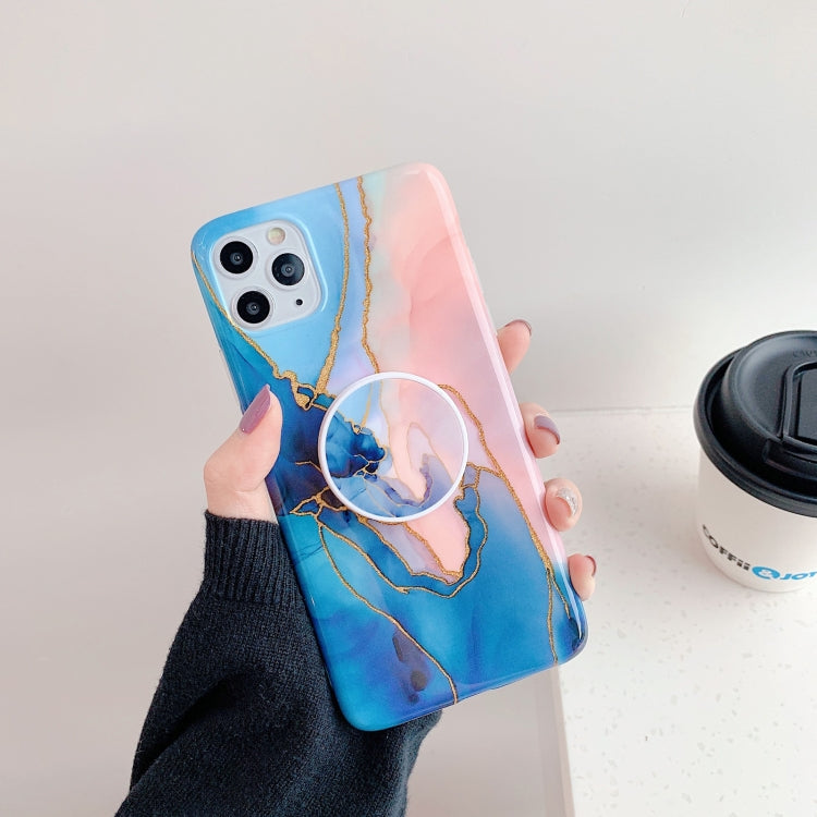 For iPhone 11 Irregular Marble Pattern Shockproof Protective Case with Holder