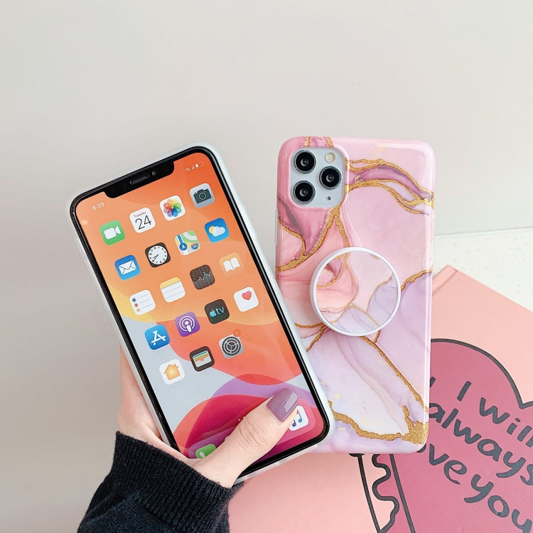 For iPhone 11 Irregular Marble Pattern Shockproof Protective Case with Holder