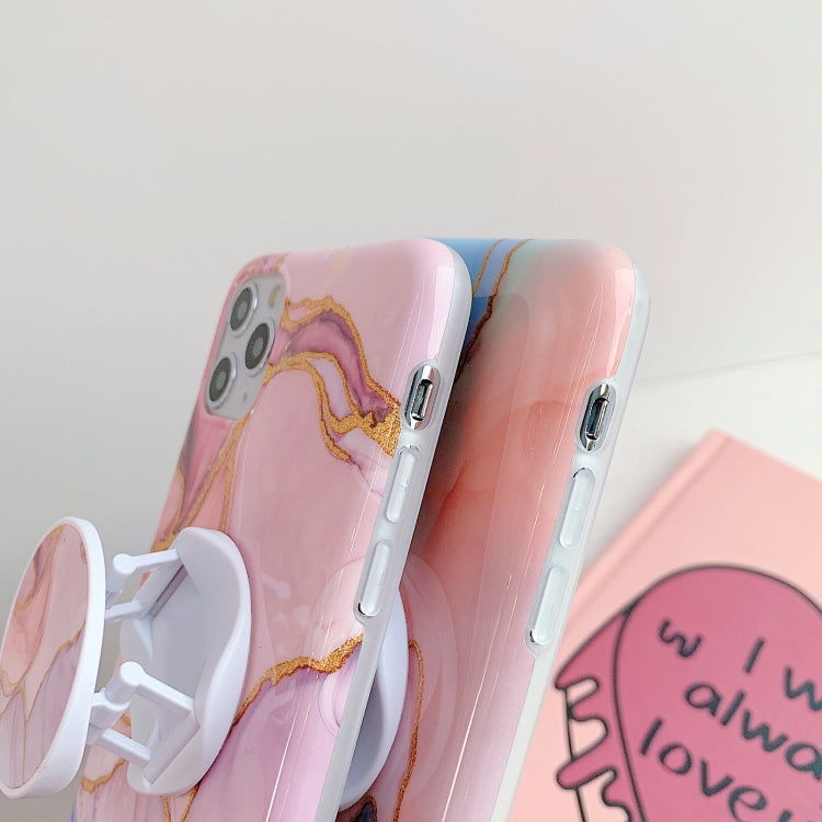 For iPhone 11 Irregular Marble Pattern Shockproof Protective Case with Holder