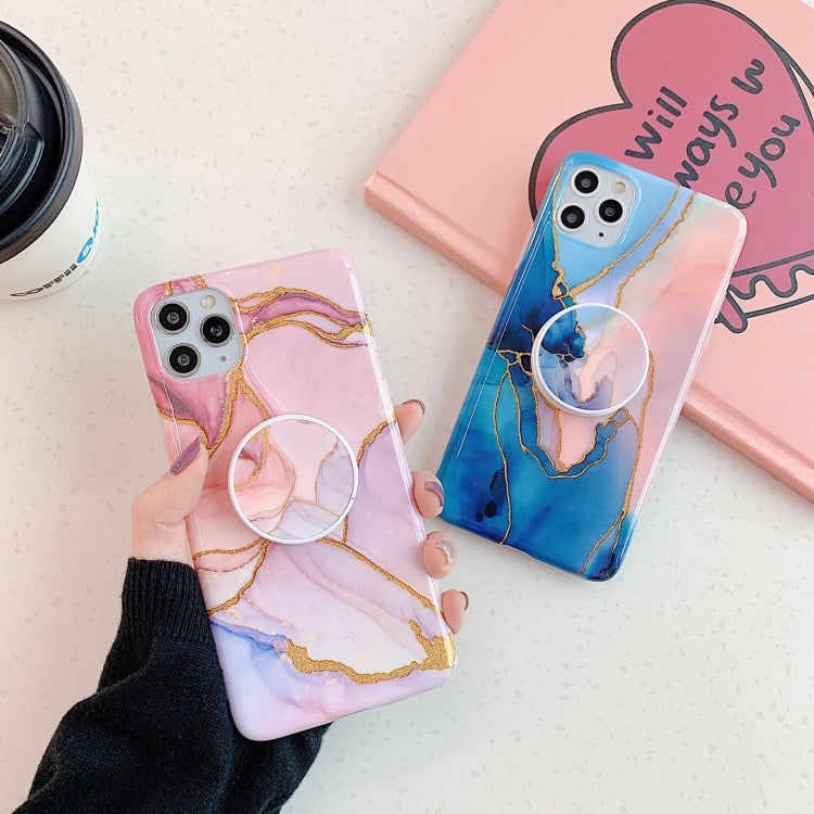 For iPhone 11 Irregular Marble Pattern Shockproof Protective Case with Holder
