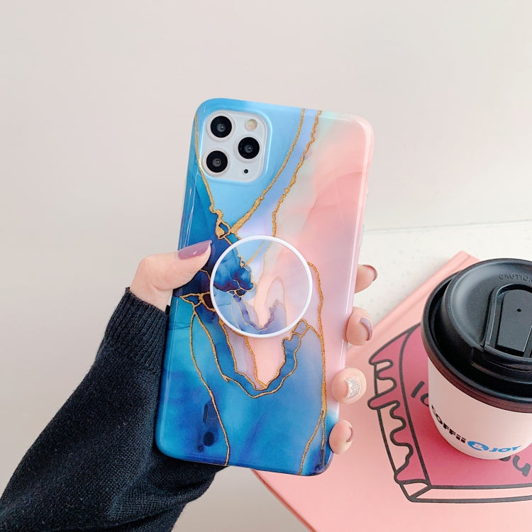 For iPhone 11 Pro Irregular Marble Pattern Shockproof Protective Case with Holder