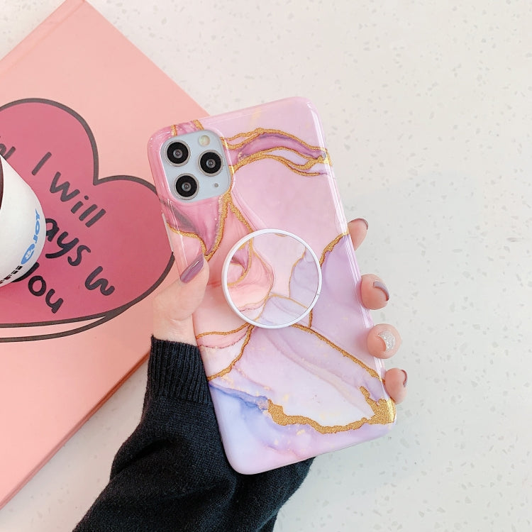 For iPhone 11 Pro Irregular Marble Pattern Shockproof Protective Case with Holder