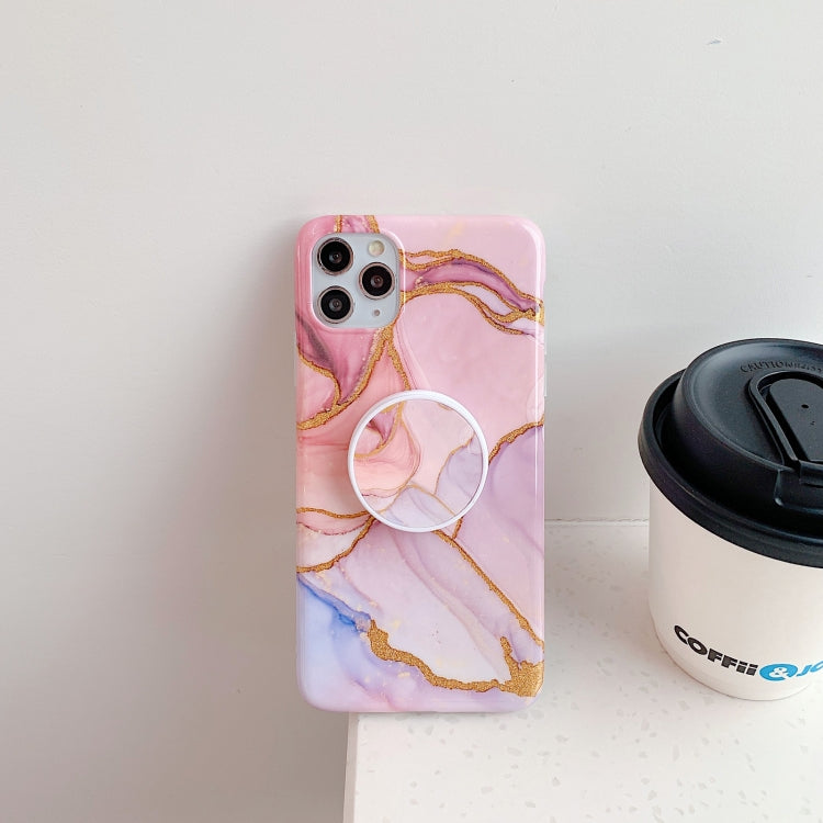 For iPhone 11 Pro Irregular Marble Pattern Shockproof Protective Case with Holder