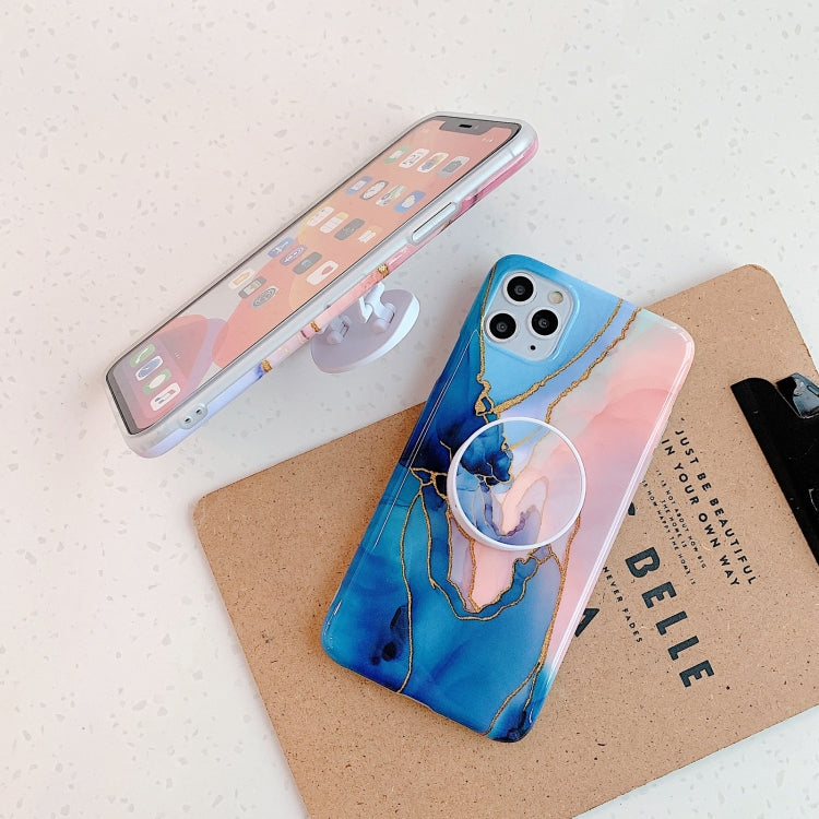 For iPhone 11 Pro Irregular Marble Pattern Shockproof Protective Case with Holder
