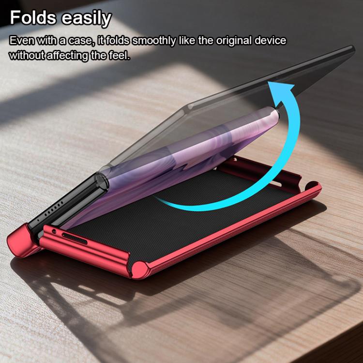 For Huawei Mate Xs 2 GKK Magnetic Folding Vegan Leather Phone Case with Supercar Wristband Rotating Holder