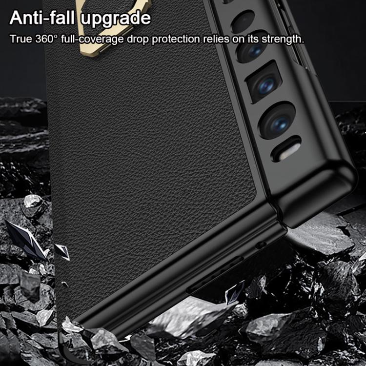 For Huawei Mate Xs 2 GKK Magnetic Folding Vegan Leather Phone Case with Supercar Wristband Rotating Holder