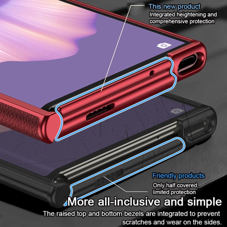 For Huawei Mate Xs 2 GKK Magnetic Folding Vegan Leather Phone Case with Supercar Wristband Rotating Holder