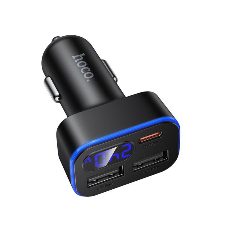 hoco Z63A Barry 42W USB-A x 2 and Type-C Digital Display Car Charger - Black