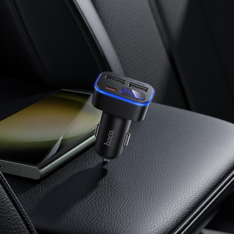 hoco Z63A Barry 42W USB-A x 2 and Type-C Digital Display Car Charger - Black