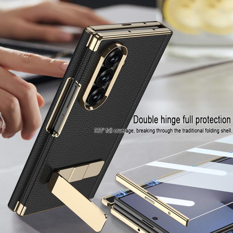 For Samsung Galaxy Z TriFold GKK Magnetic Folding Phantom Leather Single-Line Rotating Holder Phone Case