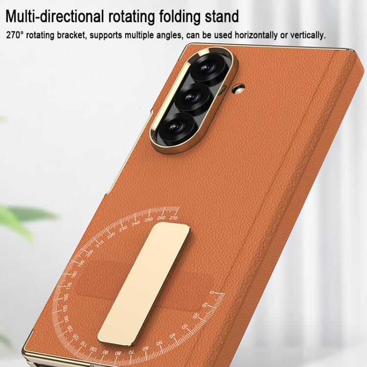 For Samsung Galaxy Z TriFold GKK Magnetic Folding Phantom Leather Single-Line Rotating Holder Phone Case