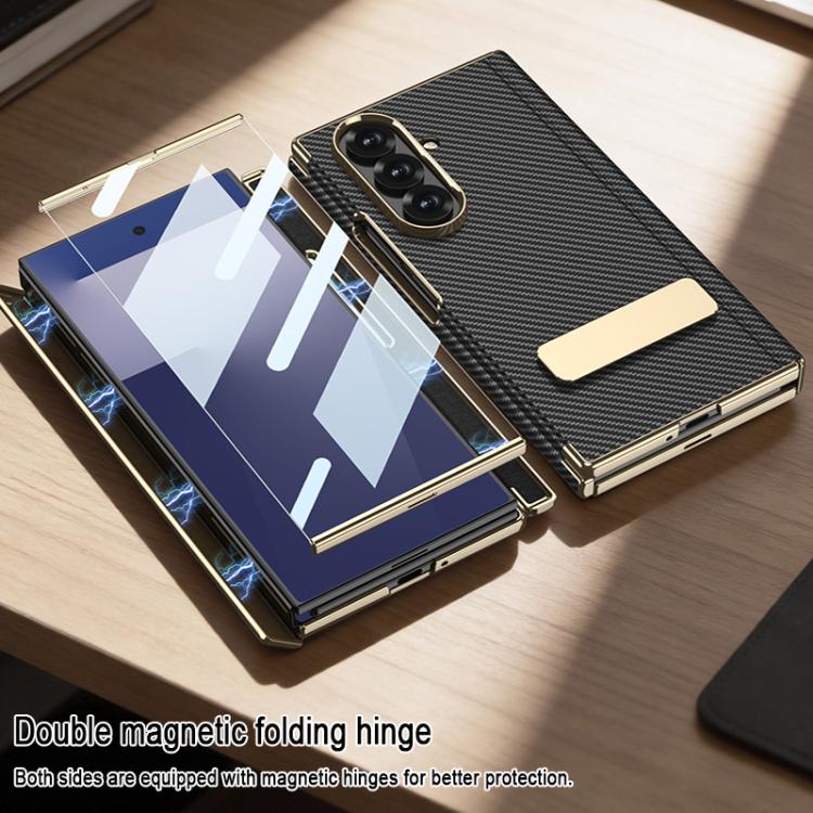 For Samsung Galaxy Z TriFold GKK Magnetic Folding Phantom Leather Single-Line Rotating Holder Phone Case