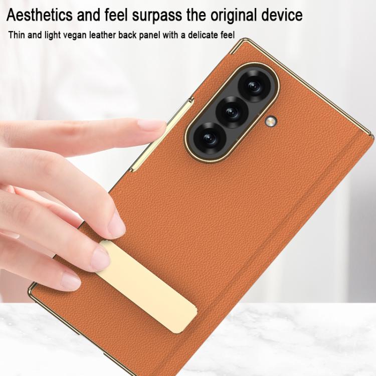 For Samsung Galaxy Z TriFold GKK Magnetic Folding Phantom Leather Single-Line Rotating Holder Phone Case