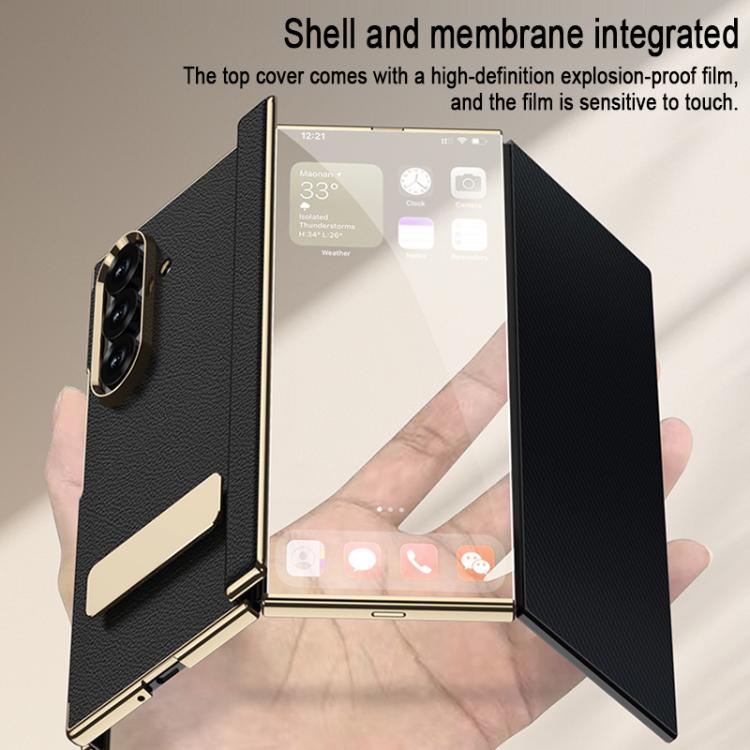 For Samsung Galaxy Z TriFold GKK Magnetic Folding Phantom Leather Single-Line Rotating Holder Phone Case