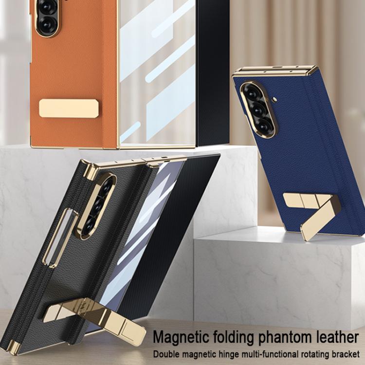 For Samsung Galaxy Z TriFold GKK Magnetic Folding Phantom Leather Single-Line Rotating Holder Phone Case