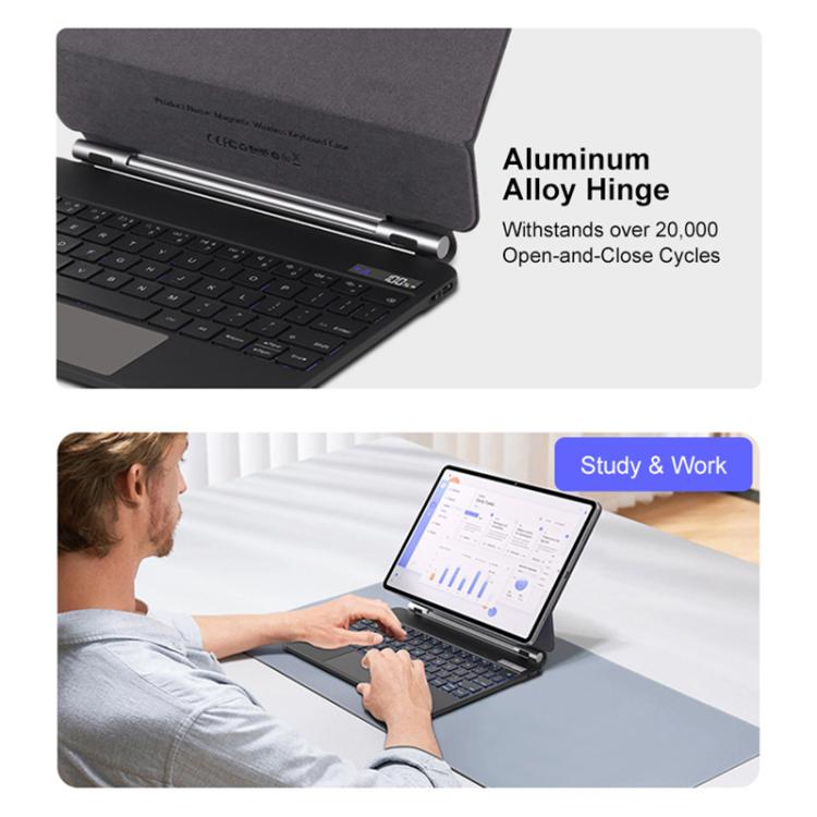 For Xiaomi Poco Pad X1 / Pad 8 / 8 Pro Floating Magnetic Bluetooth Keyboard Leather Tablet Case - Black