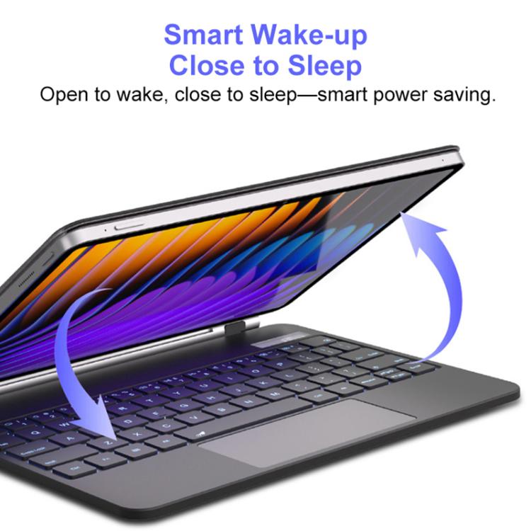 For Xiaomi Poco Pad X1 / Pad 8 / 8 Pro Floating Magnetic Bluetooth Keyboard Leather Tablet Case - Black