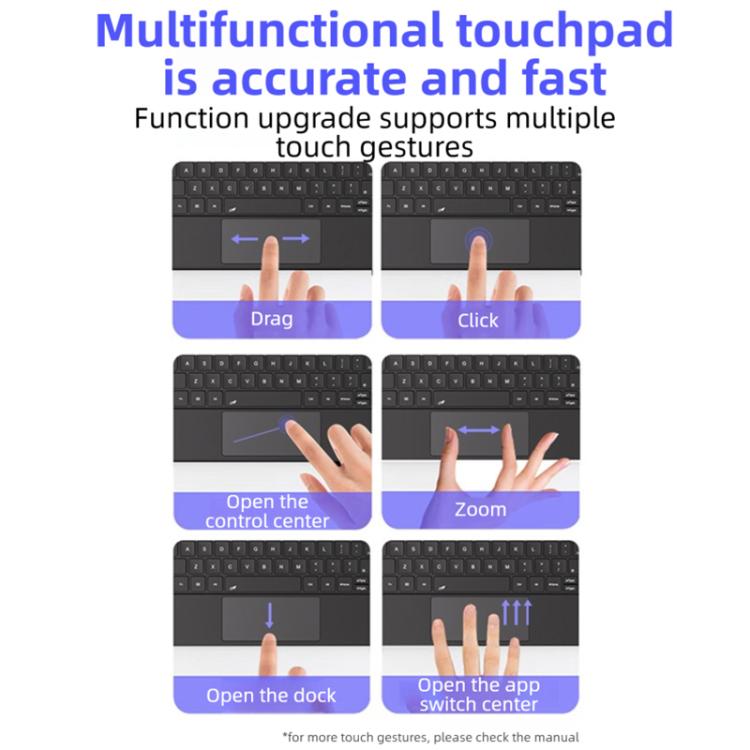 For Xiaomi Poco Pad X1 / Pad 8 / 8 Pro Floating Magnetic Bluetooth Keyboard Leather Tablet Case - Black