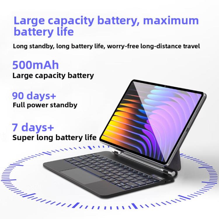 For Xiaomi Poco Pad X1 / Pad 8 / 8 Pro Floating Magnetic Bluetooth Keyboard Leather Tablet Case - Black