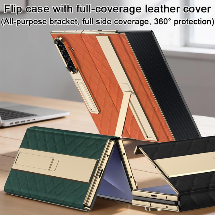 For Samsung Galaxy Z TriFold GKK Integrated Diamond Pattern Full Coverage Flip Phone Case with Holder