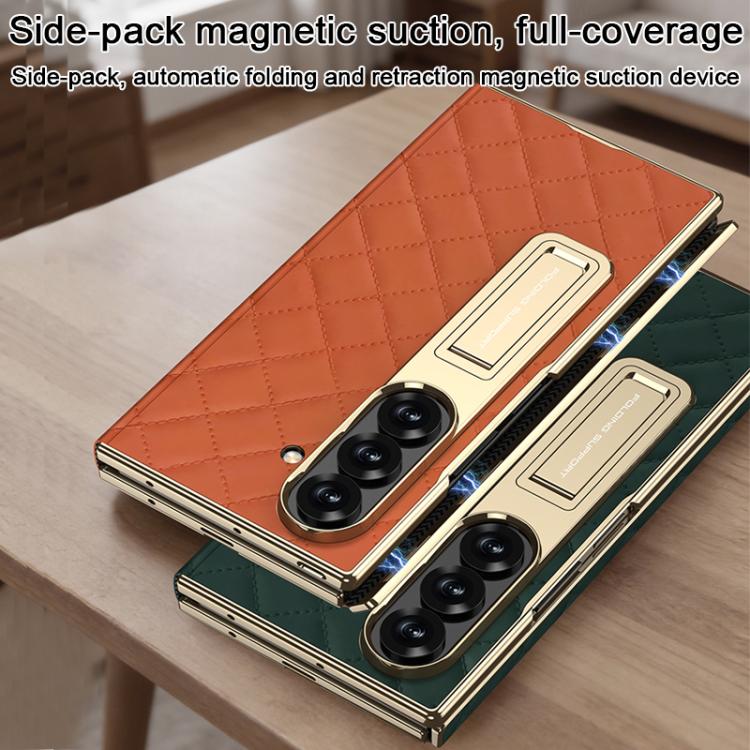 For Samsung Galaxy Z TriFold GKK Integrated Diamond Pattern Full Coverage Flip Phone Case with Holder