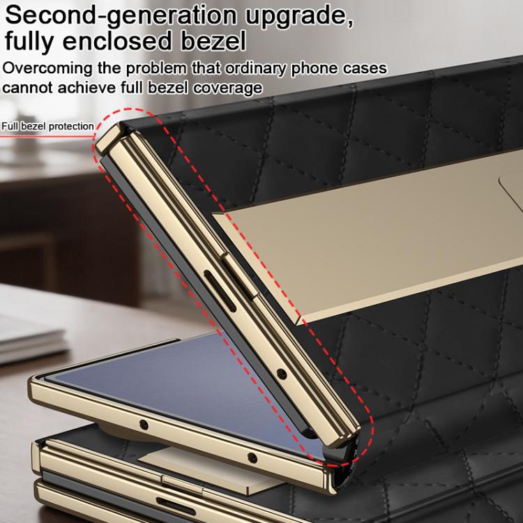 For Samsung Galaxy Z TriFold GKK Integrated Diamond Pattern Full Coverage Flip Phone Case with Holder