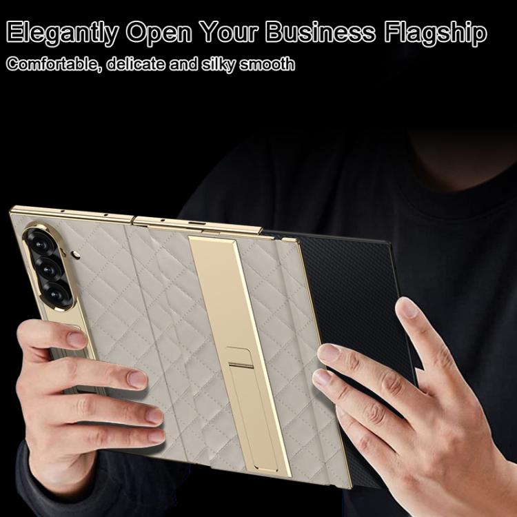 For Samsung Galaxy Z TriFold GKK Integrated Diamond Pattern Full Coverage Flip Phone Case with Holder