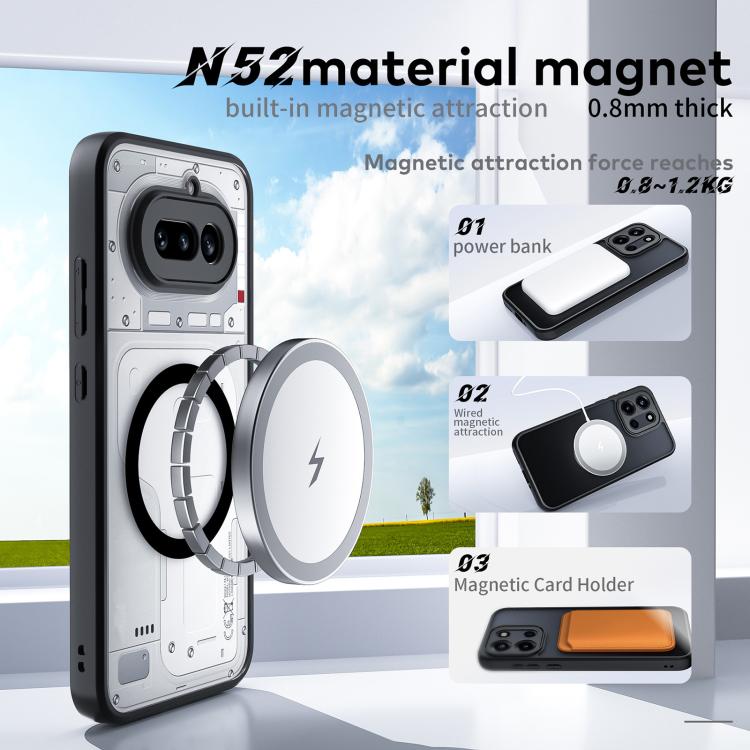 For Nothing Phone 4a Fine Pore Magnetic TPU Hybrid PC Phone Case - Matte Black