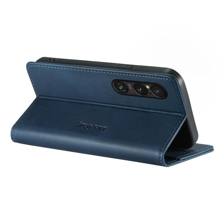 For Sony Xperia 1 VI Dierfeng Metal Snap Magnetic RFID Vegan Leather Phone Case