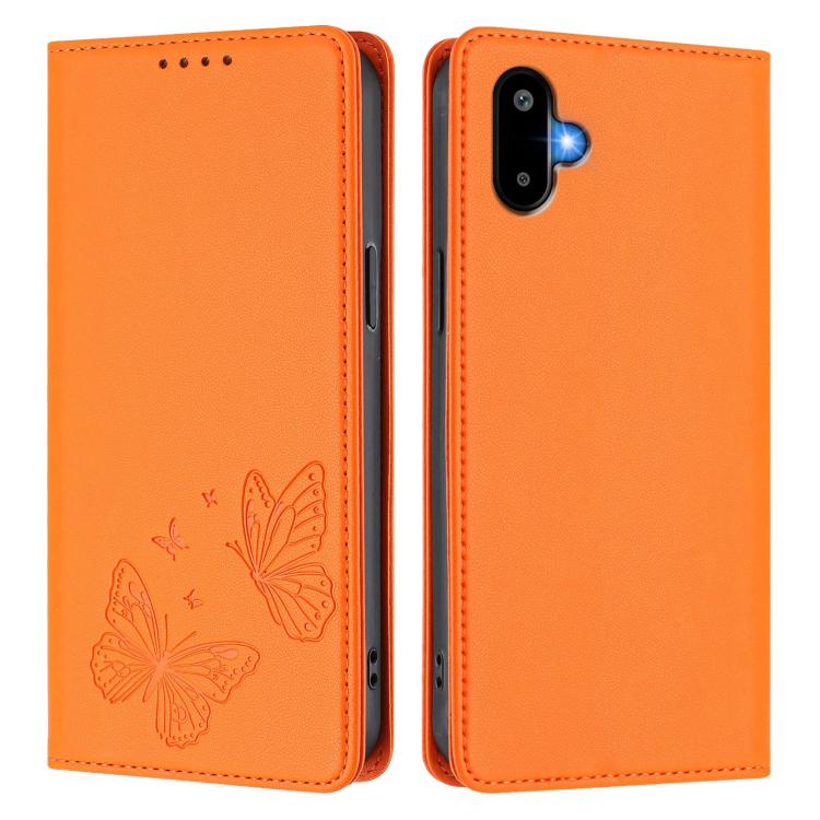 For Samsung Galaxy M06 5G / F06 5G Strong Magnetic Dual Butterfly RFID Vegan Leather Phone Case