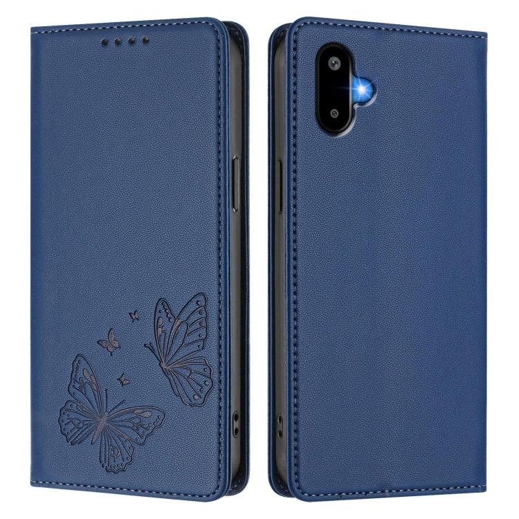 For Samsung Galaxy M06 5G / F06 5G Strong Magnetic Dual Butterfly RFID Vegan Leather Phone Case