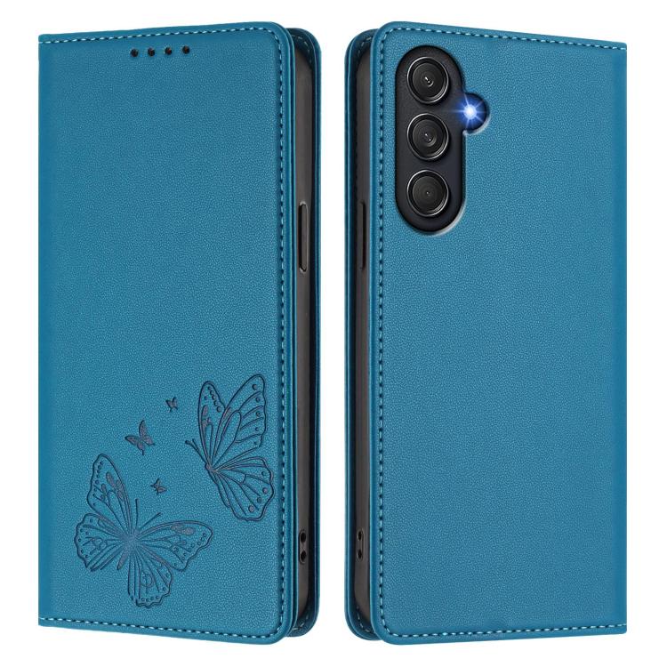For Samsung Galaxy M55 5G / C55 5G Strong Magnetic Dual Butterfly RFID Vegan Leather Phone Case