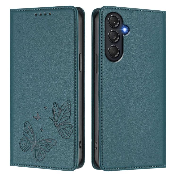 For Samsung Galaxy M55 5G / C55 5G Strong Magnetic Dual Butterfly RFID Vegan Leather Phone Case