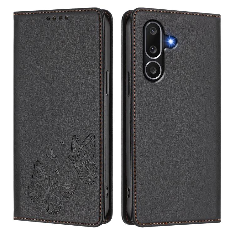 For Samsung Galaxy M56 5G Strong Magnetic Dual Butterfly RFID Vegan Leather Phone Case