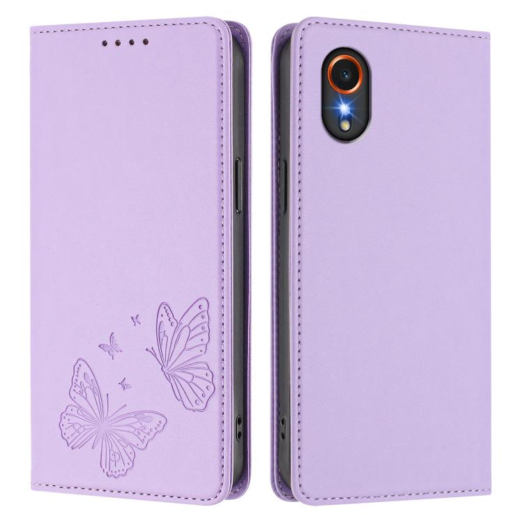 For Samsung Galaxy Xcover7 5G Strong Magnetic Dual Butterfly RFID Vegan Leather Phone Case