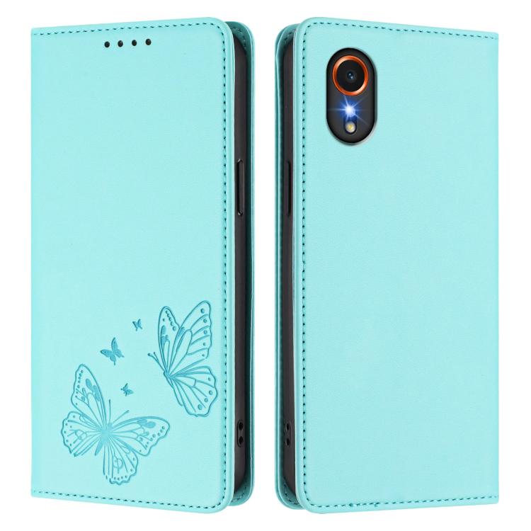 For Samsung Galaxy Xcover7 5G Strong Magnetic Dual Butterfly RFID Vegan Leather Phone Case