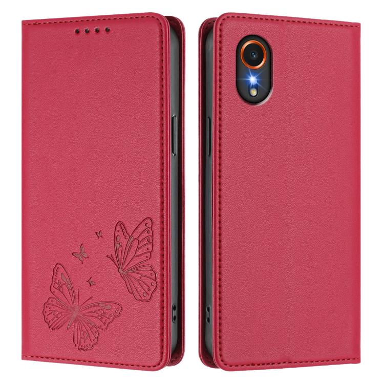 For Samsung Galaxy Xcover7 5G Strong Magnetic Dual Butterfly RFID Vegan Leather Phone Case