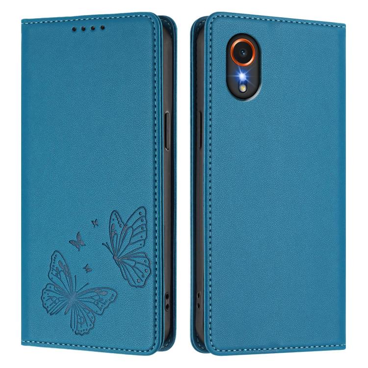 For Samsung Galaxy Xcover7 5G Strong Magnetic Dual Butterfly RFID Vegan Leather Phone Case
