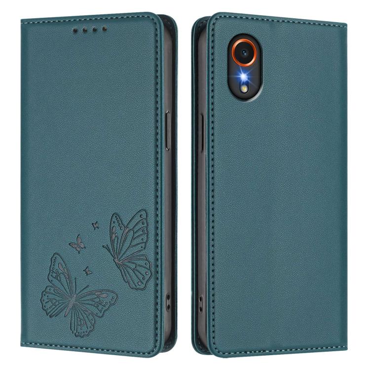 For Samsung Galaxy Xcover7 5G Strong Magnetic Dual Butterfly RFID Vegan Leather Phone Case