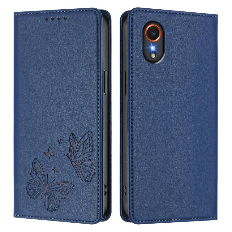For Samsung Galaxy Xcover7 5G Strong Magnetic Dual Butterfly RFID Vegan Leather Phone Case