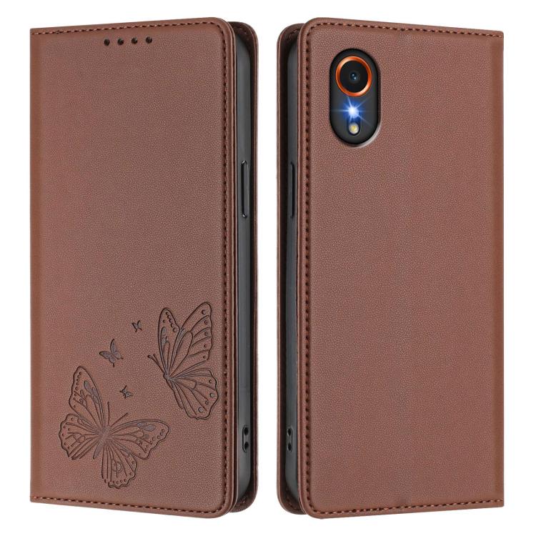 For Samsung Galaxy Xcover7 5G Strong Magnetic Dual Butterfly RFID Vegan Leather Phone Case