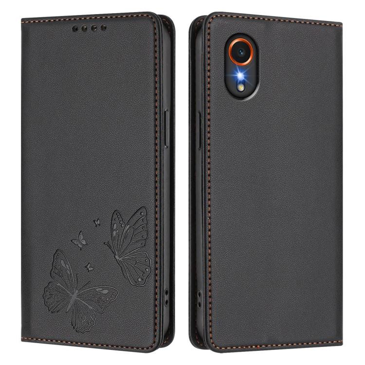 For Samsung Galaxy Xcover7 5G Strong Magnetic Dual Butterfly RFID Vegan Leather Phone Case