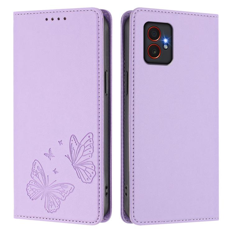 For Samsung Galaxy Xcover7 Pro 5G Strong Magnetic Dual Butterfly RFID Vegan Leather Phone Case