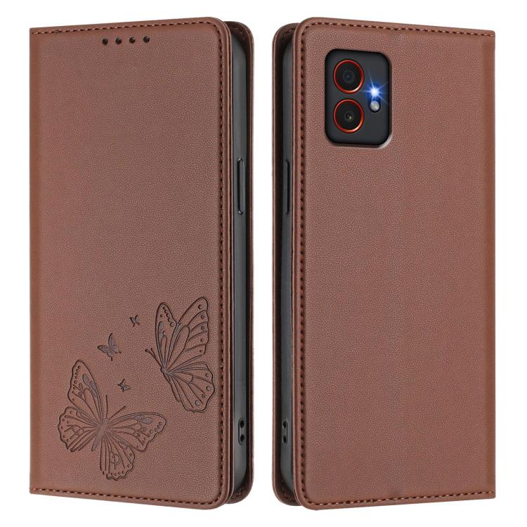For Samsung Galaxy Xcover7 Pro 5G Strong Magnetic Dual Butterfly RFID Vegan Leather Phone Case